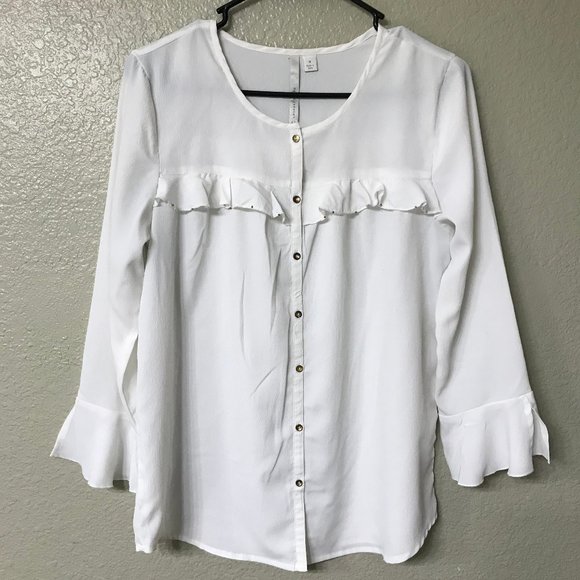 LC Lauren Conrad Tops - Lauren Conrad Beaded Ruffle Blouse